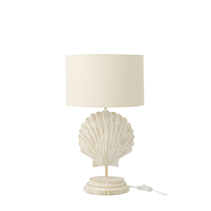 Lampe à poser coquillage en polyrésine blanc et naturel