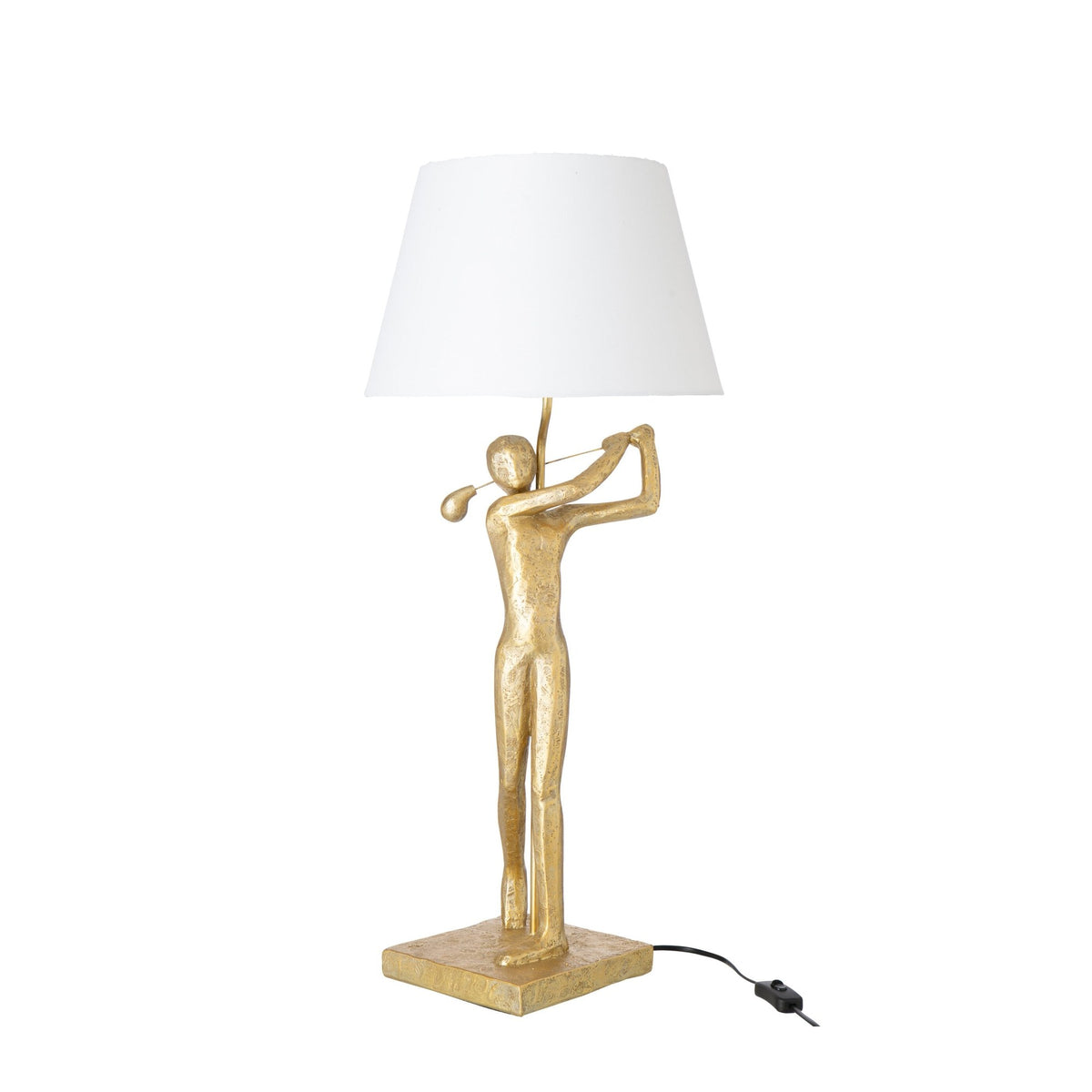 Lampe à poser golfeur en résine dorée
