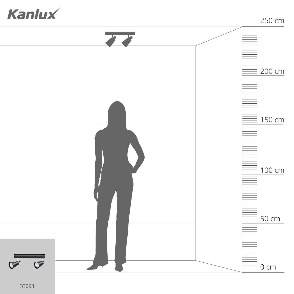 Mise en situation au plafond avec silhouette pour évaluer la hauteur du spot