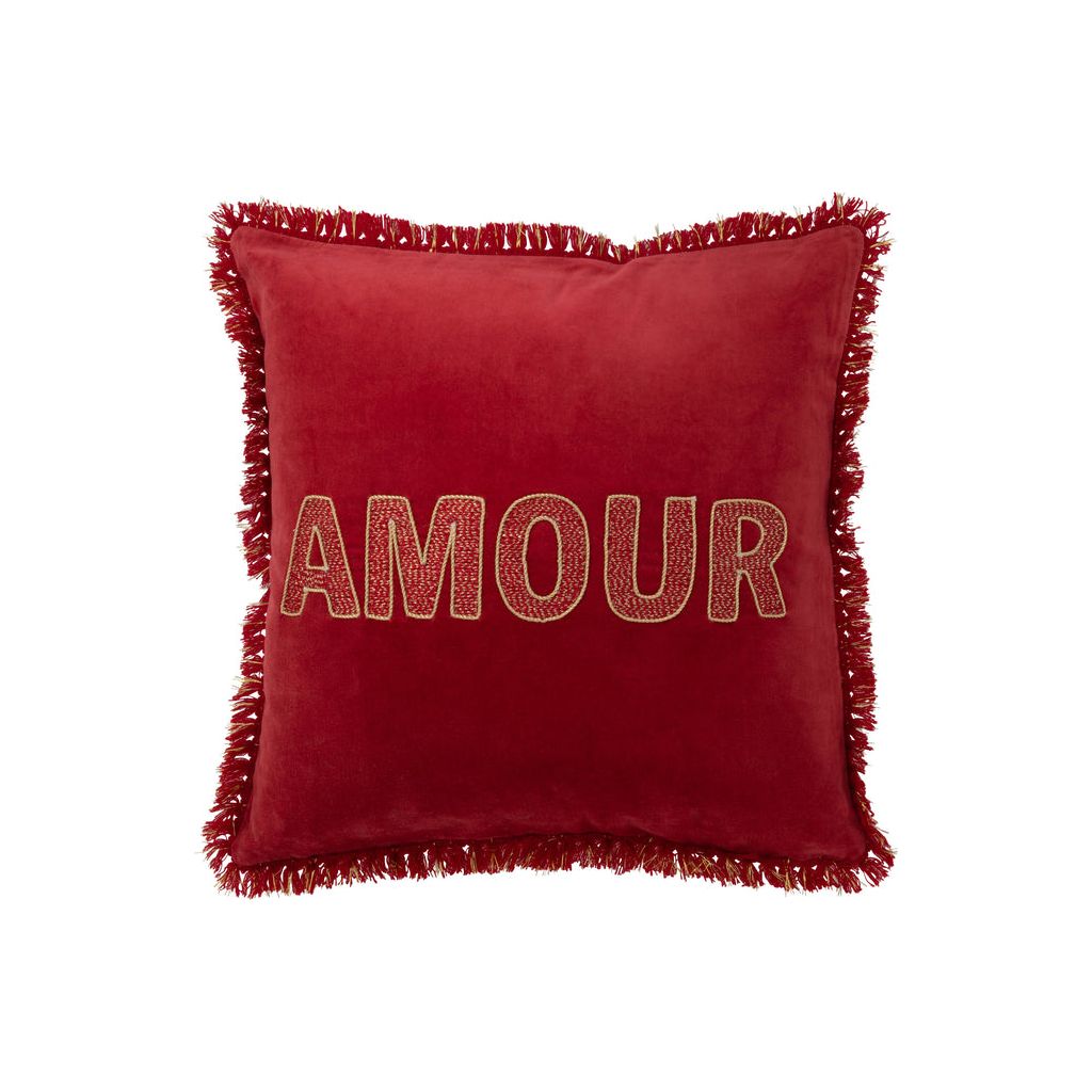 Coussin Amour Textile Rouge/Or | Designix -     - https://designix.fr