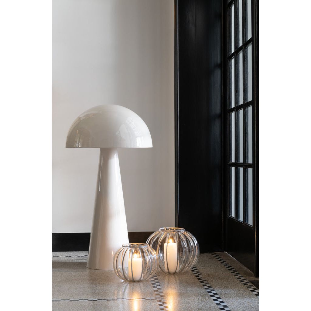 Lampe Champignon Métal Brillant Blanc Très Grand | Designix -     - https://designix.fr