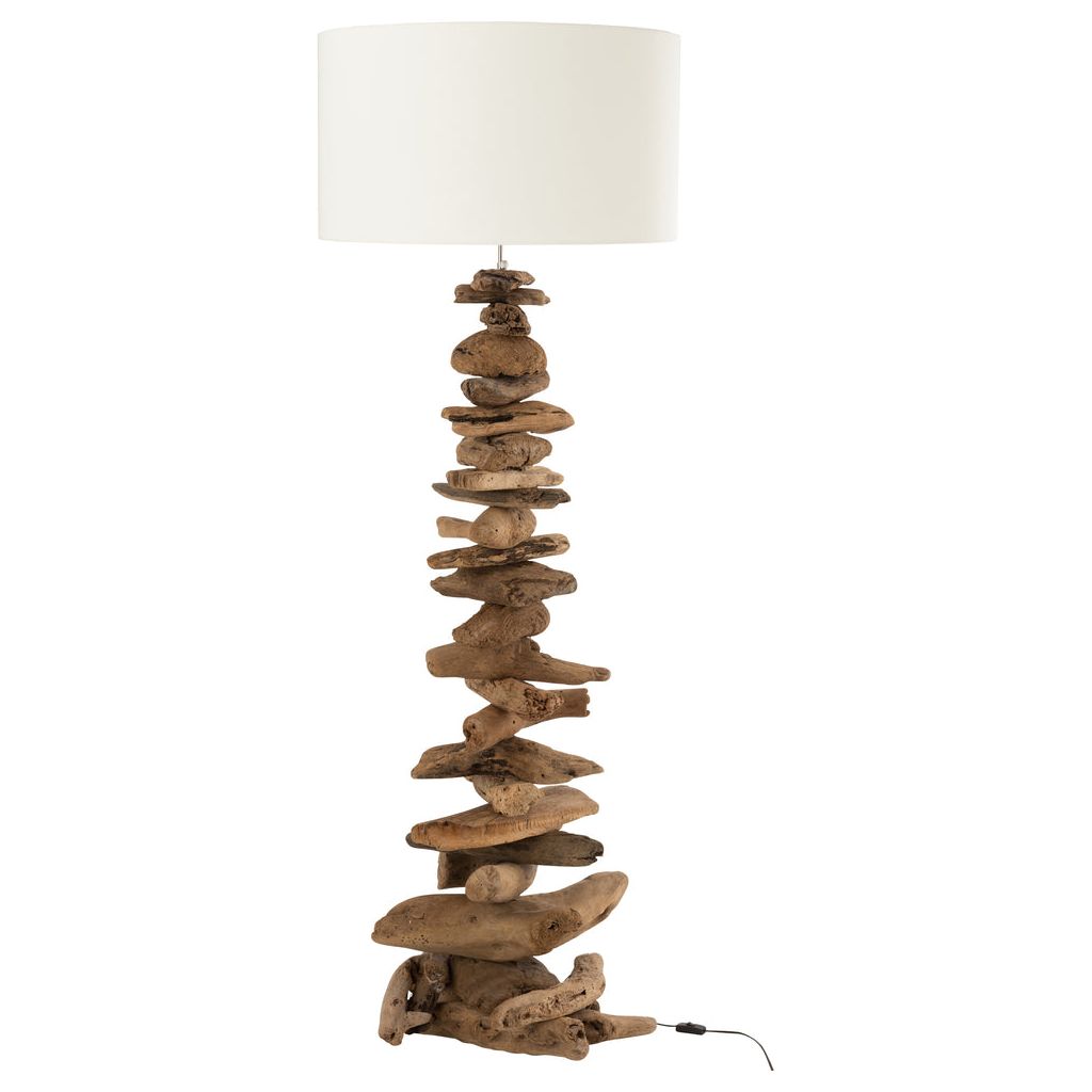 Lampe + Abat-jour en bois flotté naturel/beige, grand | Designix -     - https://designix.fr