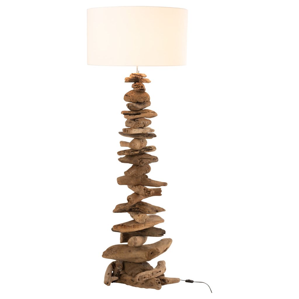 Lampe + Abat-jour en bois flotté naturel/beige, grand | Designix -     - https://designix.fr