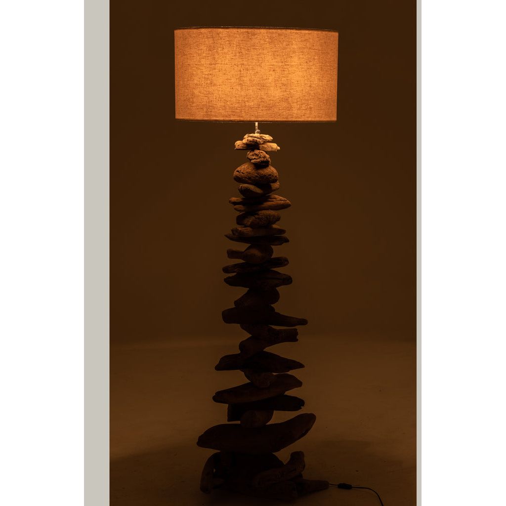 Lampe + Abat-jour en bois flotté naturel/beige, grand | Designix -     - https://designix.fr