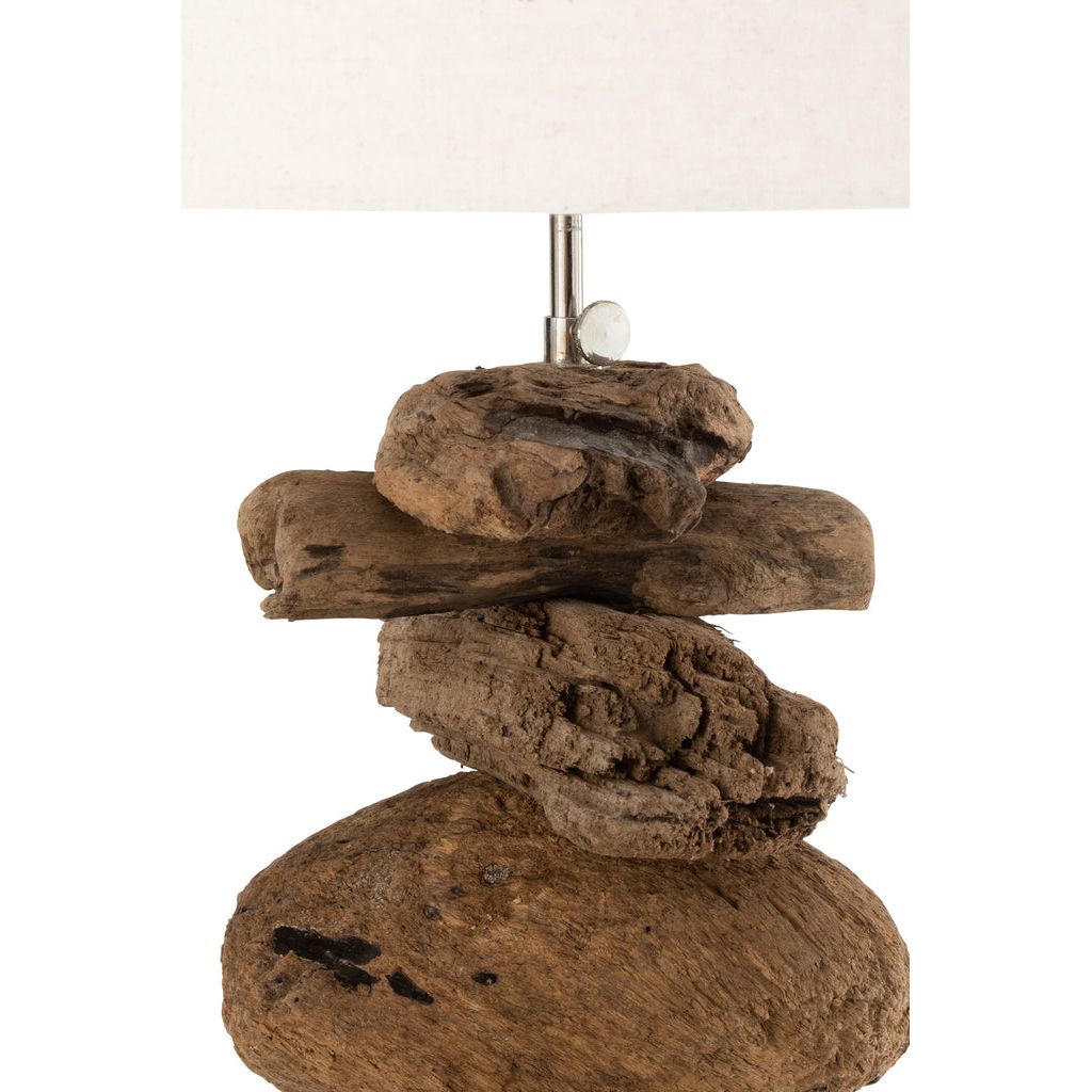 Lampe + Abat-jour en bois flotté naturel/beige, grand | Designix -     - https://designix.fr