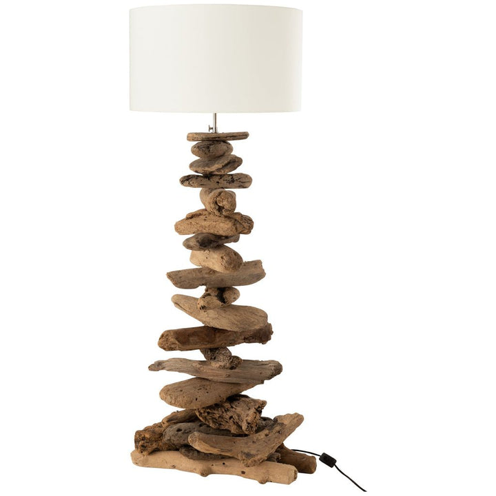 Lampe + Abat-jour en bois flotté naturel/beige de taille moyenne | Designix -     - https://designix.fr