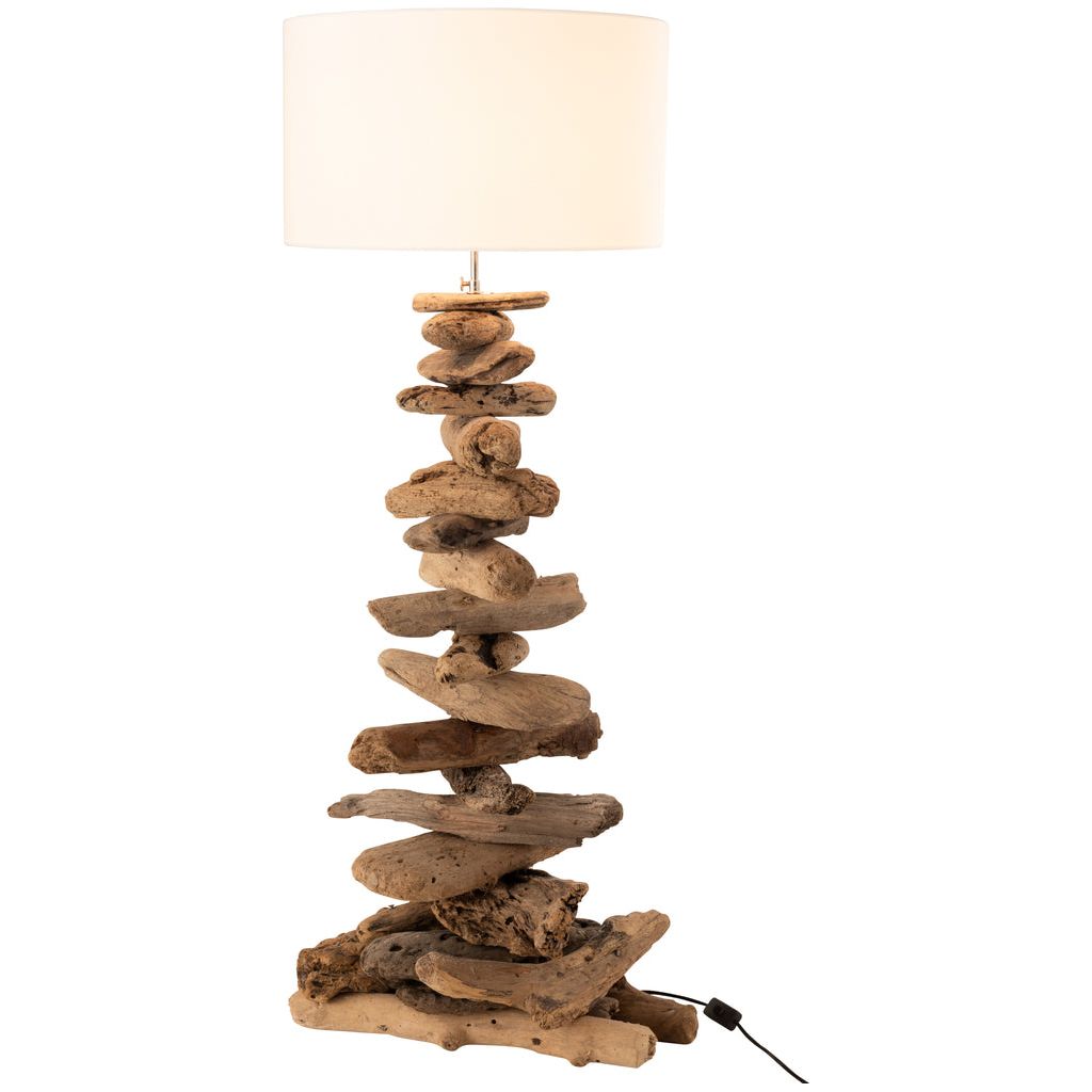 Lampe + Abat-jour en bois flotté naturel/beige de taille moyenne | Designix -     - https://designix.fr