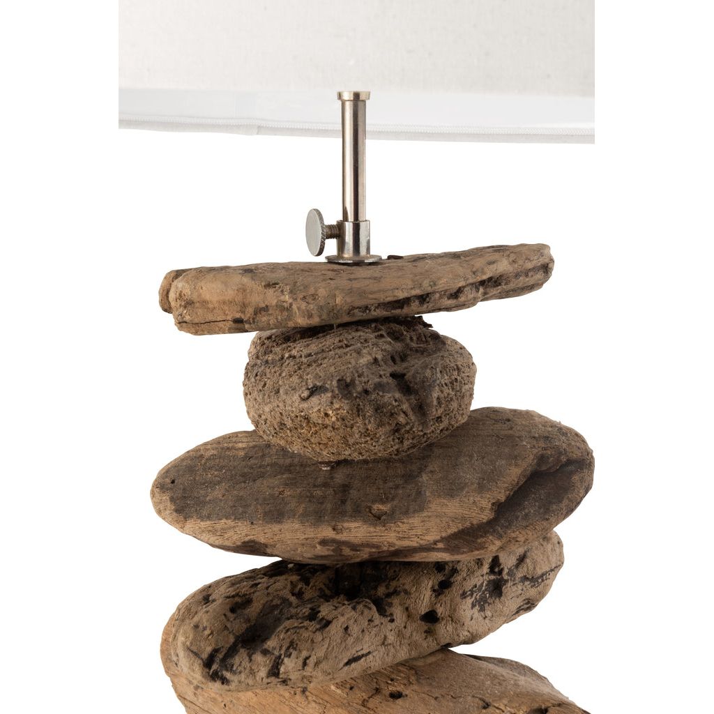 Lampe + Abat-jour en bois flotté naturel/beige de taille moyenne | Designix -     - https://designix.fr