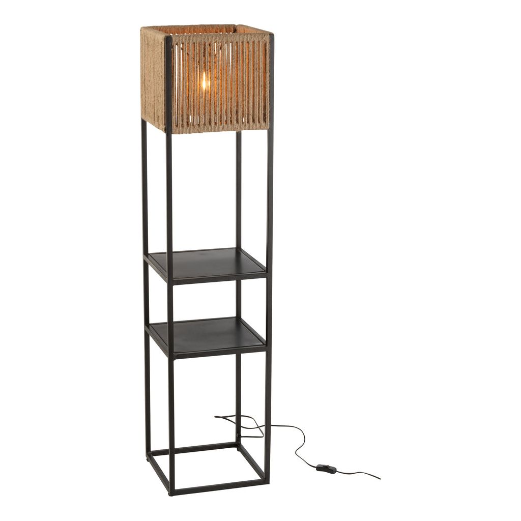 Lampe Carrée en Fer/Jute Naturel/Noir | Designix -     - https://designix.fr