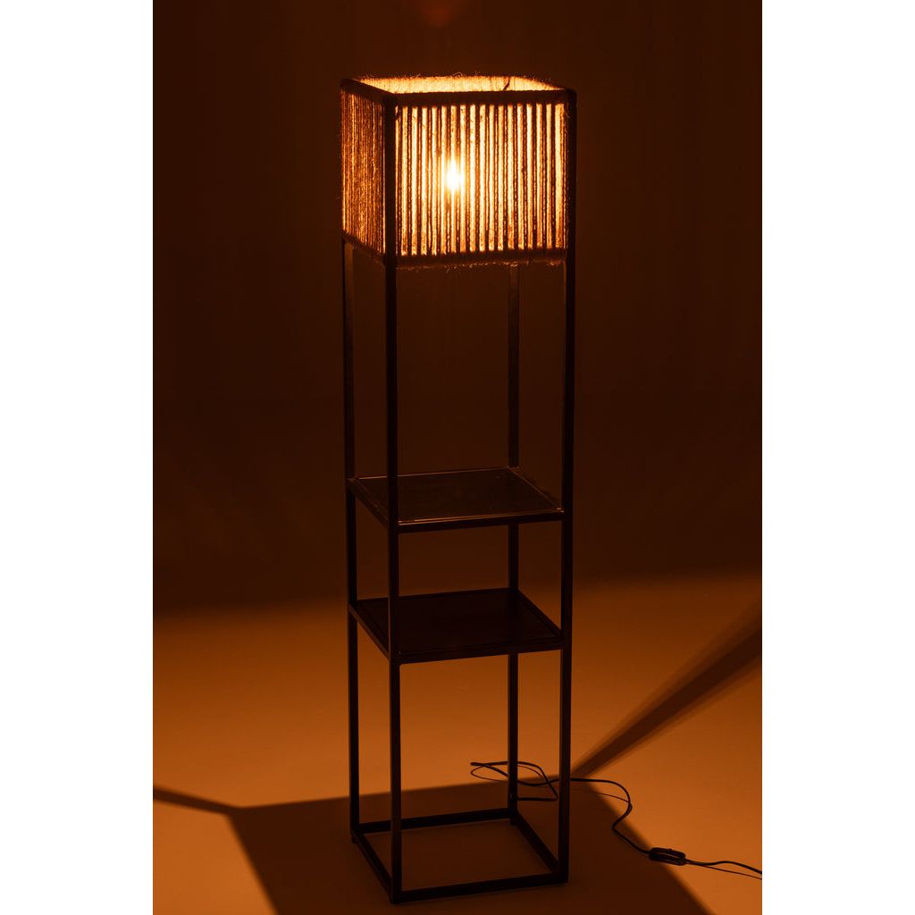 Lampe Carrée en Fer/Jute Naturel/Noir | Designix -     - https://designix.fr