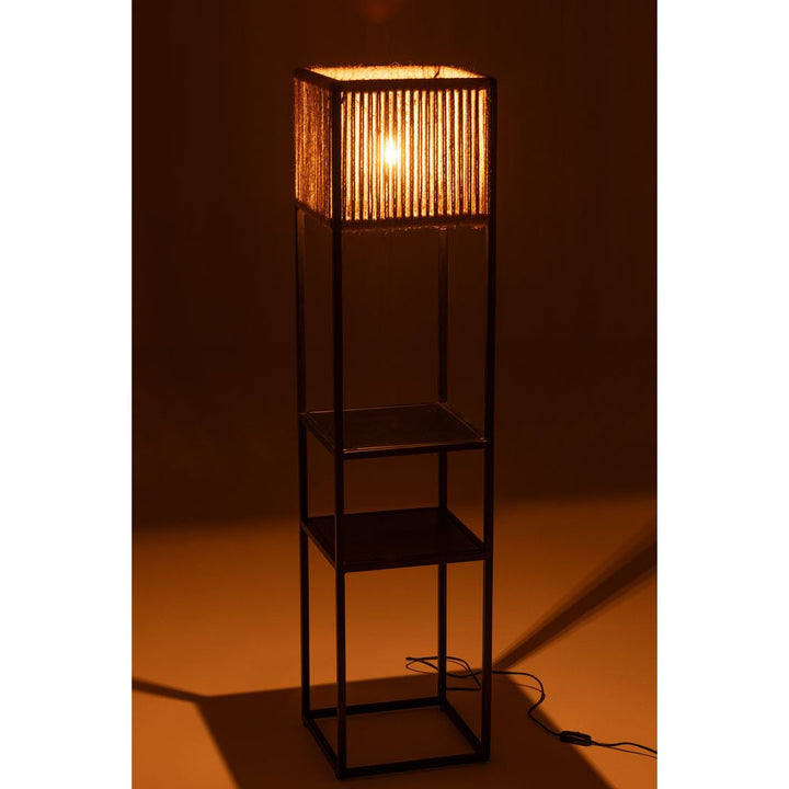 Lampe Carrée en Fer/Jute Naturel/Noir | Designix -     - https://designix.fr