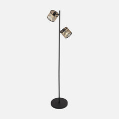 Lampadaire 2 spots bambou orientables, tige noire H 150 cm | Bambus