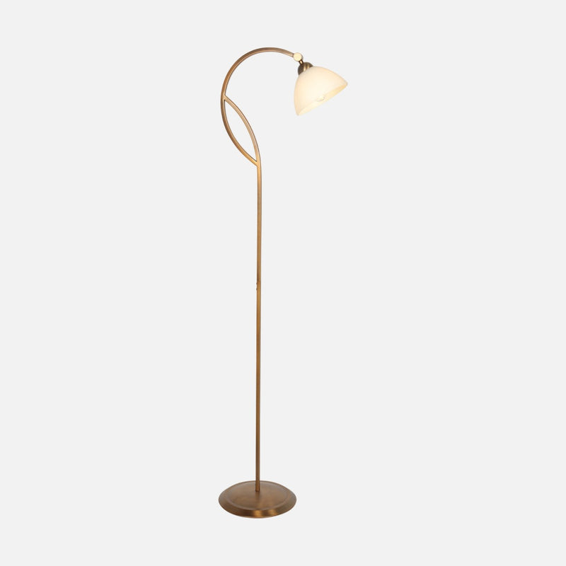 Lampadaire abat-jour verre effet marbre, bronze à interrupteur au pied | Anthéa