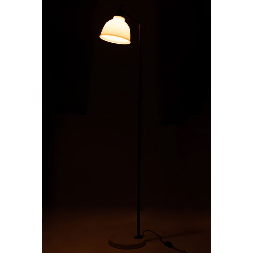 Lampadaire Acier Verre Blanc Magali