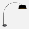 lampadaire arc abat-jour noir doré, réglable Ø 60 cm | Arvo