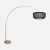 Lampadaire arc doré, abat-jour voile noir Ø 60 cm pour salon | Arvik