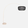 Lampadaire arc moderne, abat-jour voile noir & base crème Ø 60 cm | Soléa