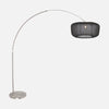 lampadaire arc réglable, abat-jour voile noir & pied acier brossé | Stévia