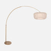 Lampadaire arc salon bronze, abat-jour plissé blanc Ø 60 | Sélva