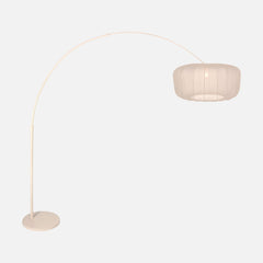 lampadaire arc salon crème, abat-jour plissé Ø 60 cm à variateur | Cézan