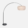lampadaire arc salon, abat-jour voile blanc plissé Ø 60 cm | Velsa