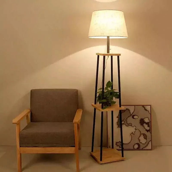Lampadaire Bois et Noir | Charme Contrasté