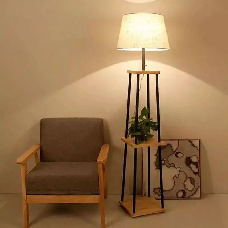 Lampadaire Bois et Noir | Charme Contrasté