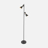 Lampadaire gu10 noir à 2 spots orientables, abat-jour diabolo & laiton | Preto