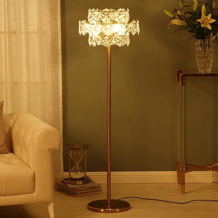 Lampadaire sur Pied Cristal Luxe Flocon de neige | Iona - Designix Lampadaire Doré