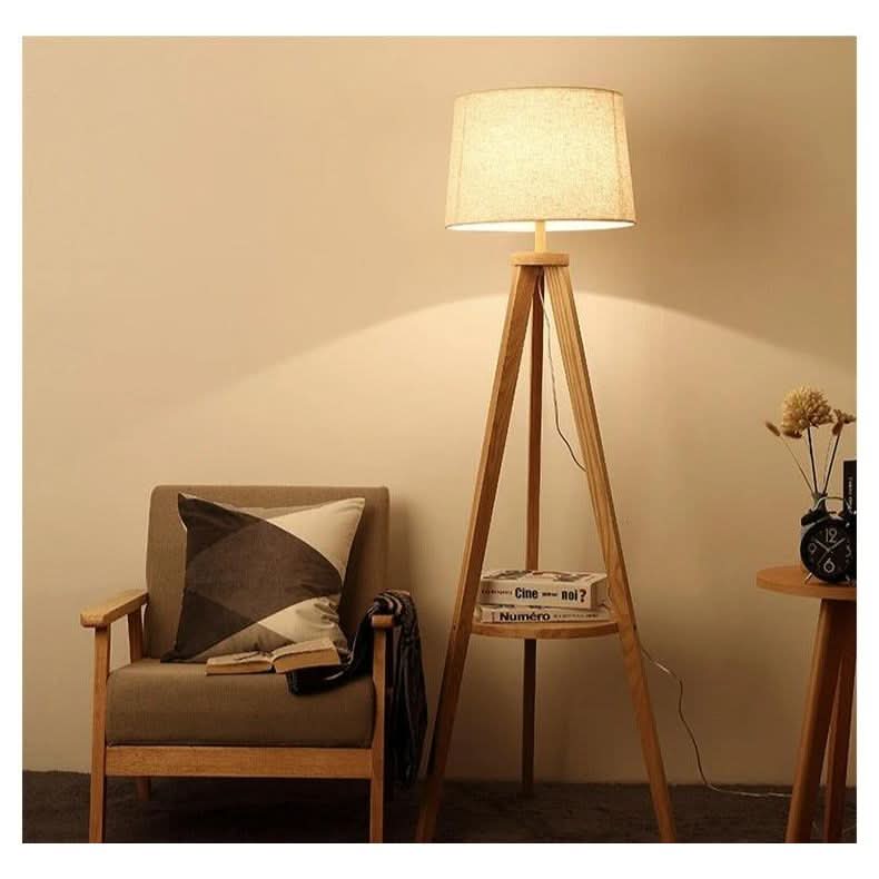 Lampadaire Sur Pied en Bois | Élégance Naturelle
