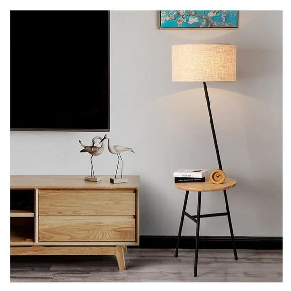 Lampadaire Sur Pied en Bois | Élégance Naturelle