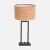 lampe à poser abat-jour liège, cadre métal noir | Stang