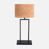 Lampe à poser scandinave, abat-jour liège & cadre métal noir | Norsk