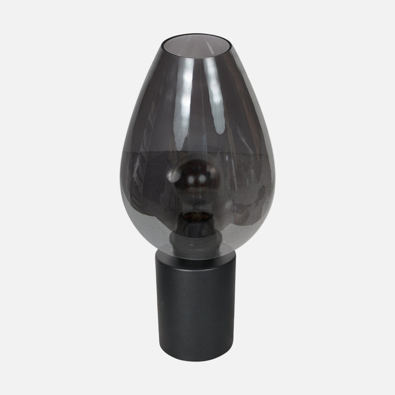 Lampe à poser verre fumé, abat-jour goutte Ø 22,5 cm | Bloeba