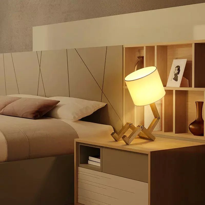 Lampe Bonhomme Bois Assis | Compagnon Luminé - Designix Lampe de chevet Blanc Froid