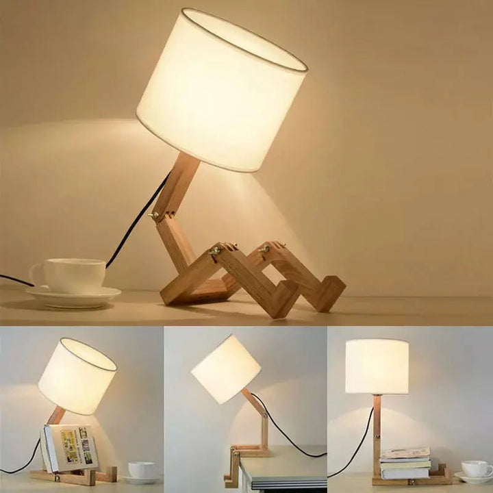 Lampe Bonhomme Bois Assis | Compagnon Luminé - Designix Lampe de chevet Blanc Froid