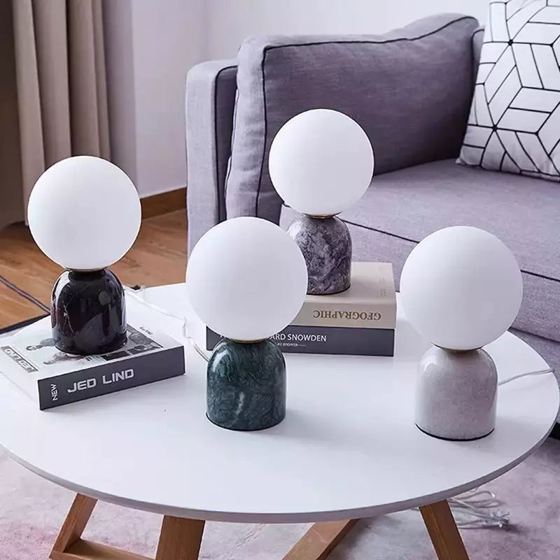 Lampe Boule à Poser Design | Sphère Minérale - Designix Lampe de chevet Blanc Blanc Chaud