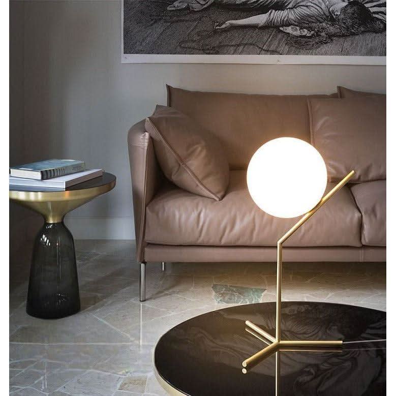 Lampe Boule sur Pied | Éclat Sphérique - Designix Lampe de chevet Petite Doré Blanc Chaud