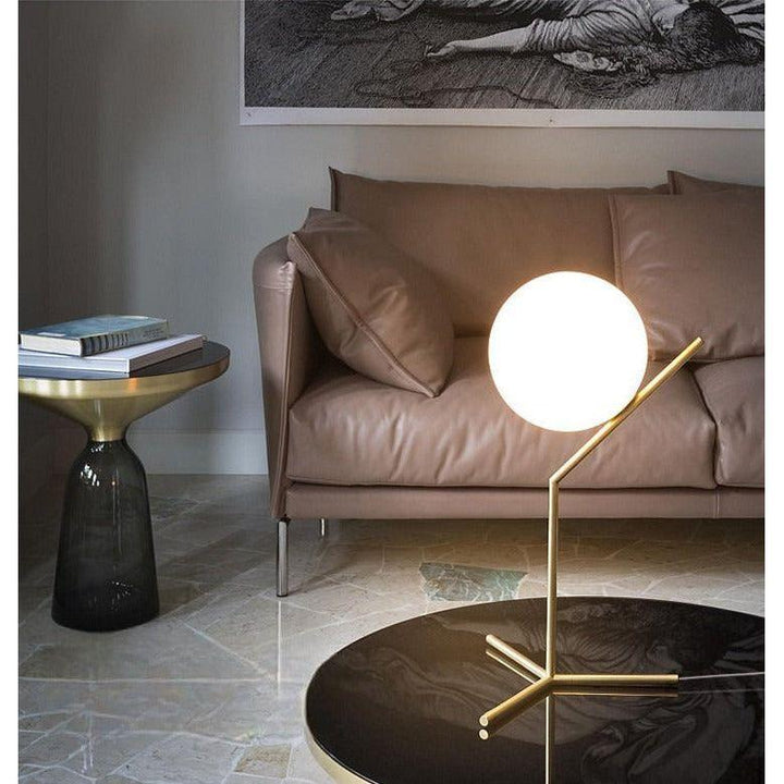 Lampe Boule sur Pied | Éclat Sphérique - Designix Lampe de chevet Petite Doré Blanc Chaud