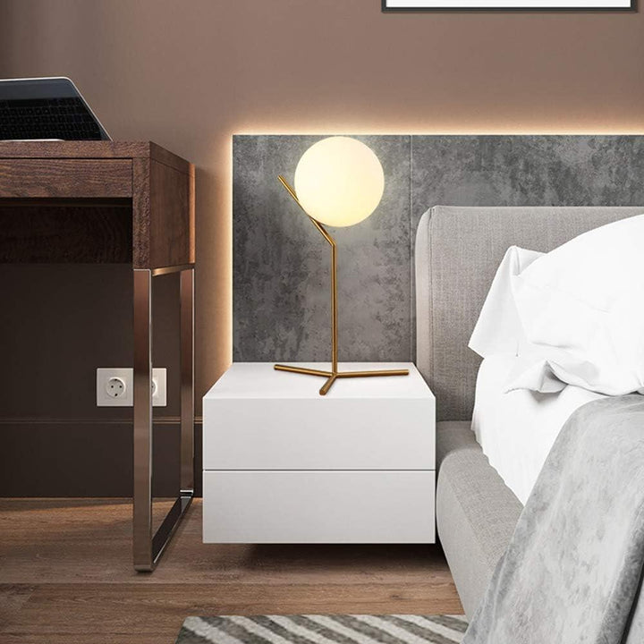 Lampe Boule sur Pied | Éclat Sphérique - Designix Lampe de chevet Petite Doré Blanc Chaud