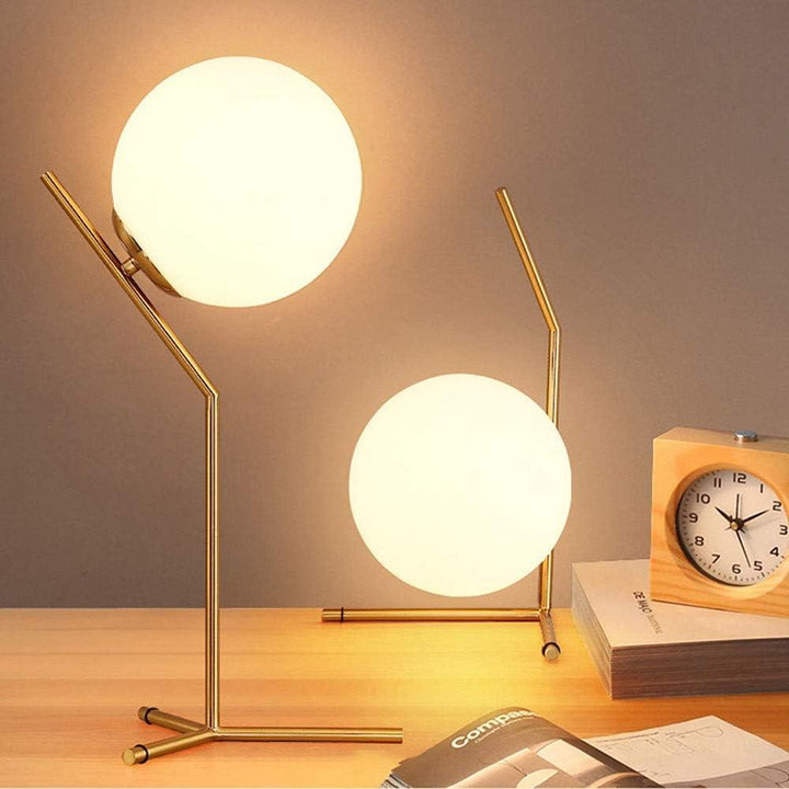 Lampe Boule sur Pied | Éclat Sphérique - Designix Lampe de chevet Petite Doré Blanc Chaud