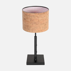 Lampe de chevet variateur, abat-jour liège & base noire | Steinhauer