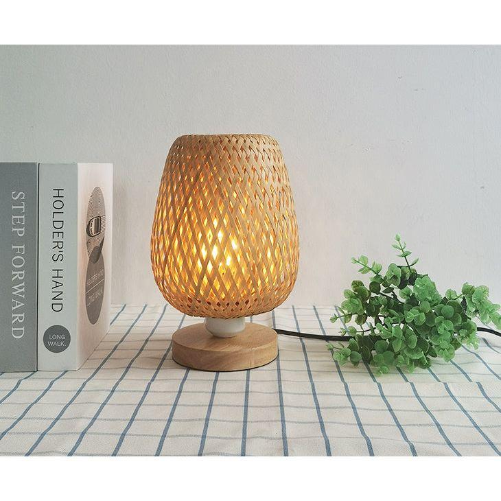 Lampe en Rotin à Poser | Chaleur Tressée - Designix Lampe de chevet 15x21cm