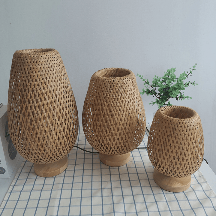 Lampe en Rotin à Poser | Chaleur Tressée - Designix Lampe de chevet 15x21cm