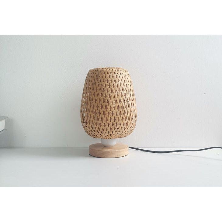 Lampe en Rotin à Poser | Chaleur Tressée - Designix Lampe de chevet 23x33cm