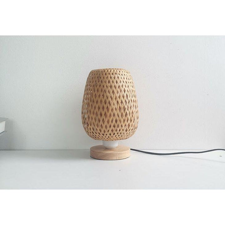 Lampe en Rotin à Poser | Chaleur Tressée - Designix Lampe de chevet 23x33cm