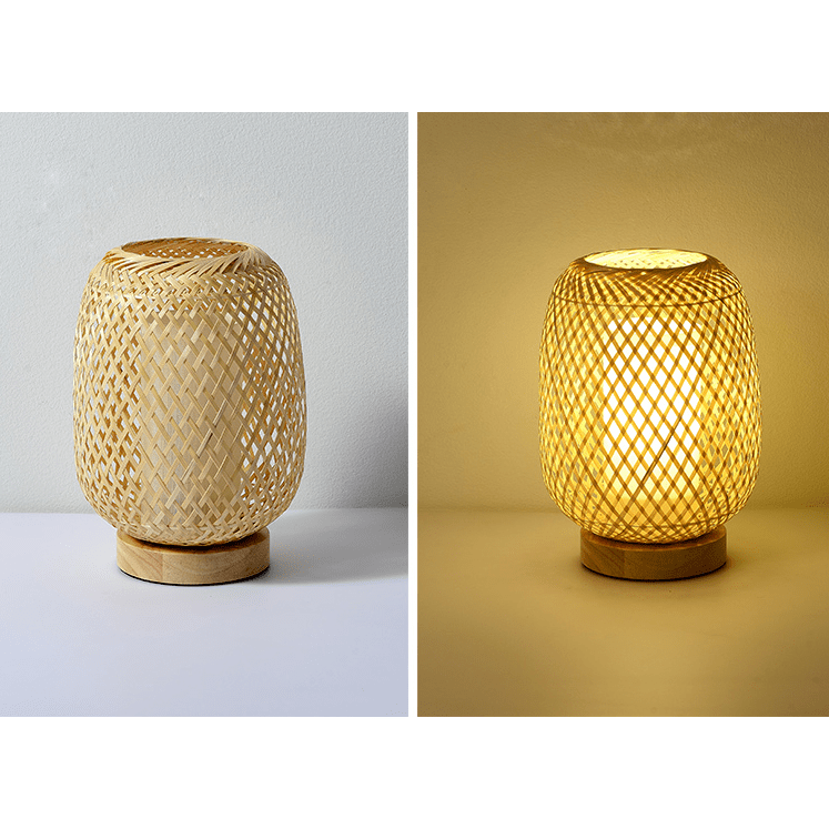 Lampe en Rotin à Poser | Chaleur Tressée - Designix Lampe de chevet 23x33cm