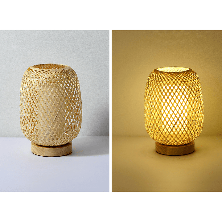 Lampe en Rotin à Poser | Chaleur Tressée - Designix Lampe de chevet 23x33cm