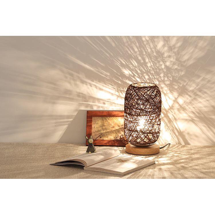 Lampe en Rotin Bureau | Halo Tressé - Designix Lampe de chevet Beige Blanc Chaud