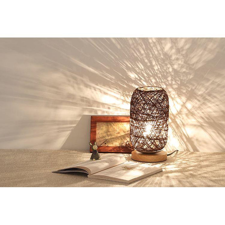 Lampe en Rotin Bureau | Halo Tressé - Designix Lampe de chevet Beige Blanc Chaud